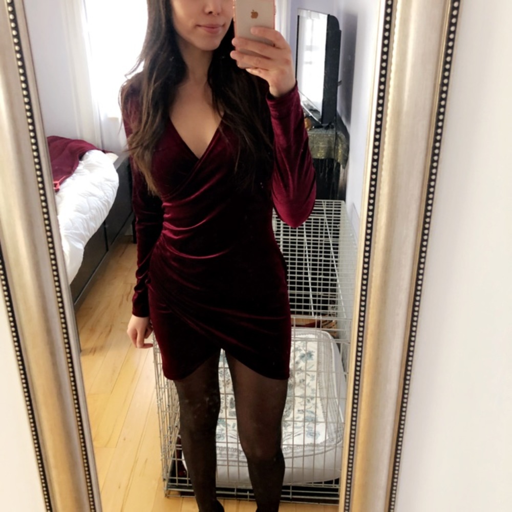 Nasty Gal Red Velvet Mini Dress
